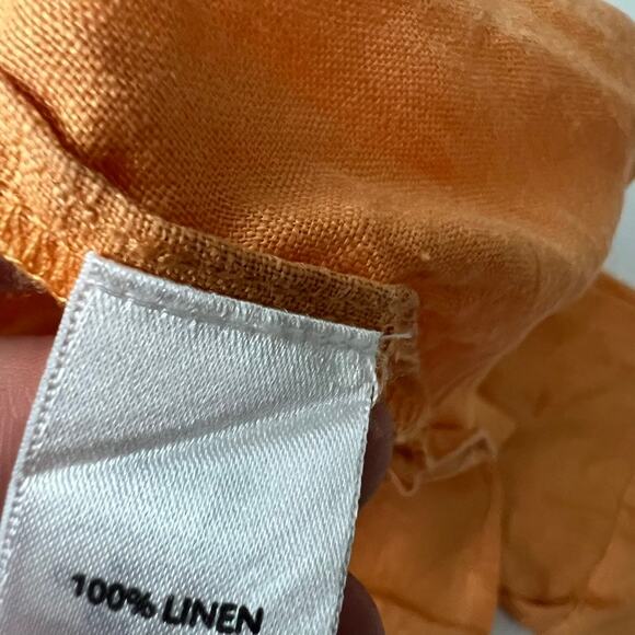 J. Jill Orange Linen Button Front Shirt Women Size Small - Picture 9 of 10